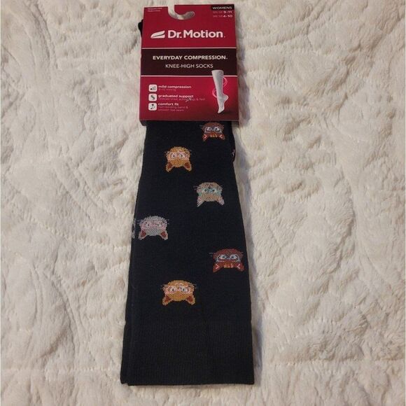 Dr Motion Cats In Glasses Mild Compression Knee Socks Size 9-11 Shoe 4-10 New - Picture 1 of 10